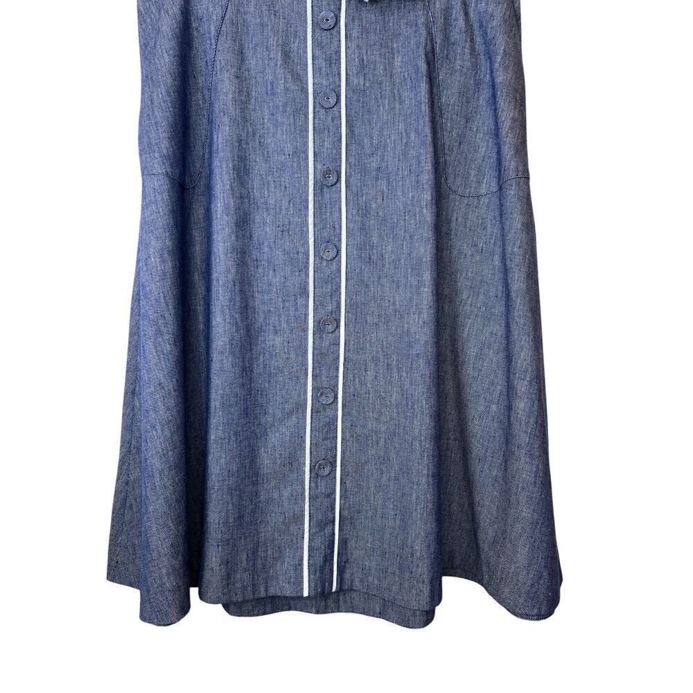 TALBOTS Chambray Blue Linen Blend Midi Skirt Size 14 - Picture 8 of 16